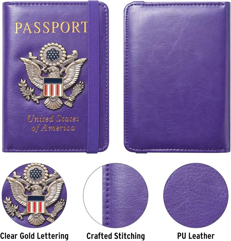 FACATH Premium Passport Holder for Travel, RFID Blocking Passport Cover Slim, Durable & Travel-Friendly, Passport Wallet Keep Your Documents Safe & Organized (Purple) - Image 4